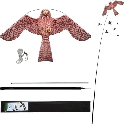 Hawk Kite Bird Scarer with 7M Pole inc Fixing Stake