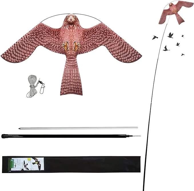 Hawk Kite Bird Scarer with 7M Pole inc Fixing Stake