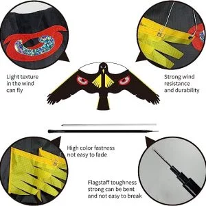 Hawk Kite Bird Scarer with 7M Pole inc Fixing Stake