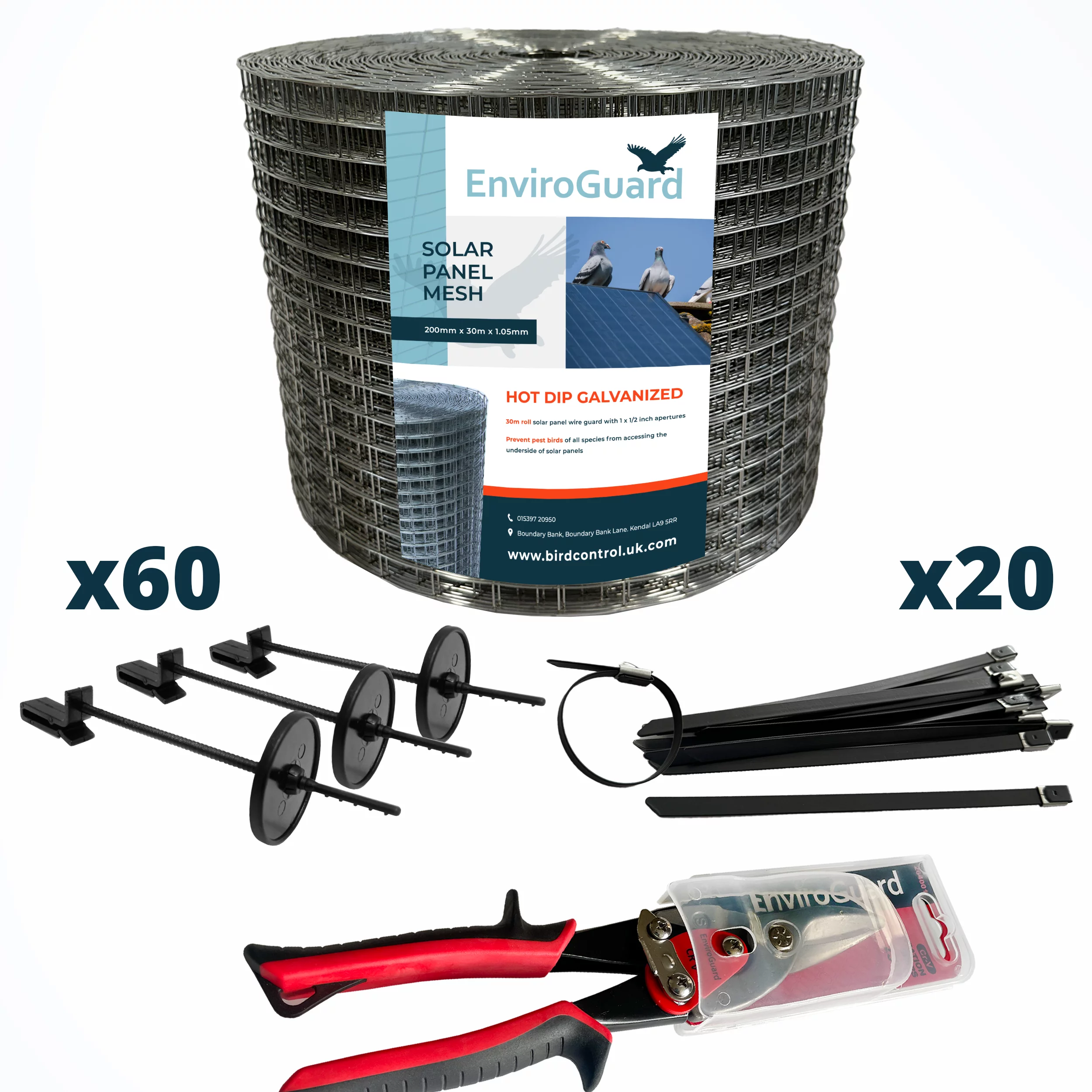 Galvanized Solar Mesh Kit 30M with Push Fit Clips