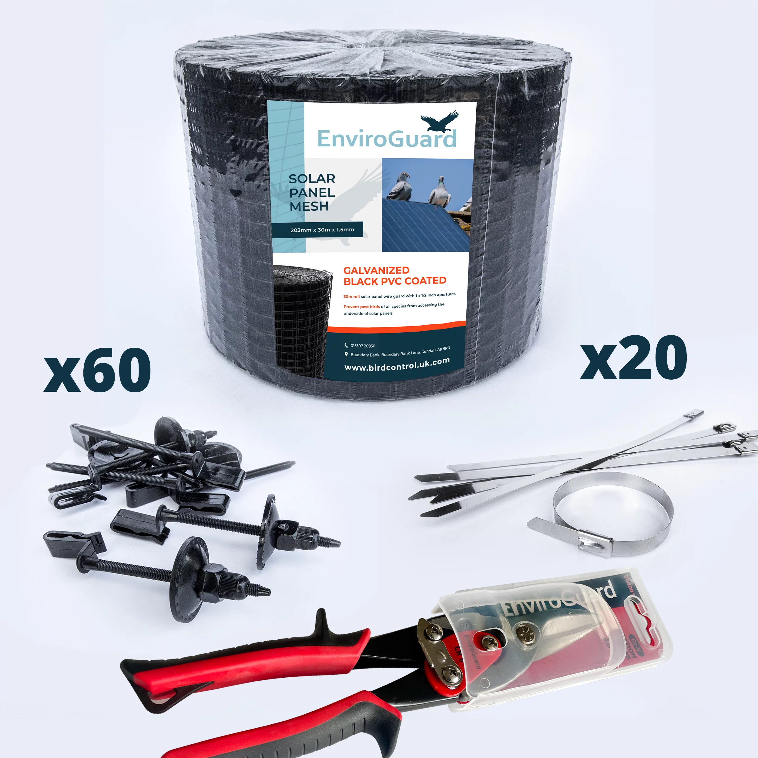 PVC Coated Solar Mesh Kit with Premium Adjustable Clips