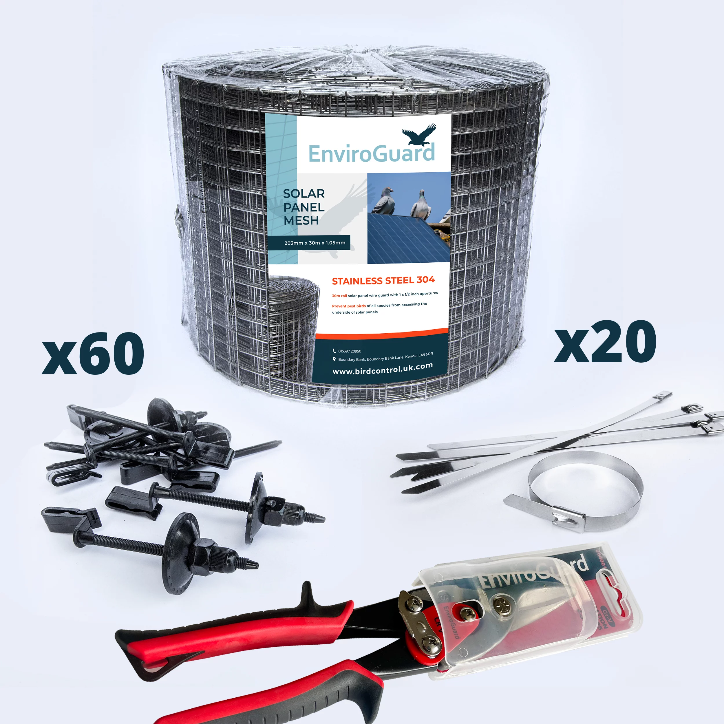 Stainless Steel Solar Mesh Kit 30M with Premium Adjustable Clips